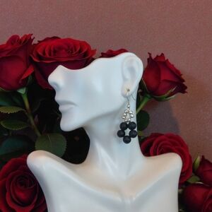 Elegant Black Beaded Earrings